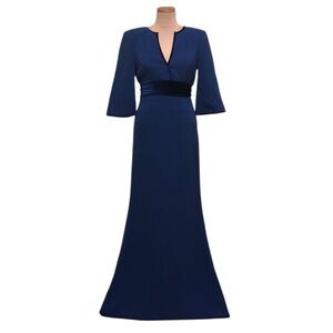 NWT Badgley Mischka Formal Maxi Dress Size 0 Marine Navy Blue